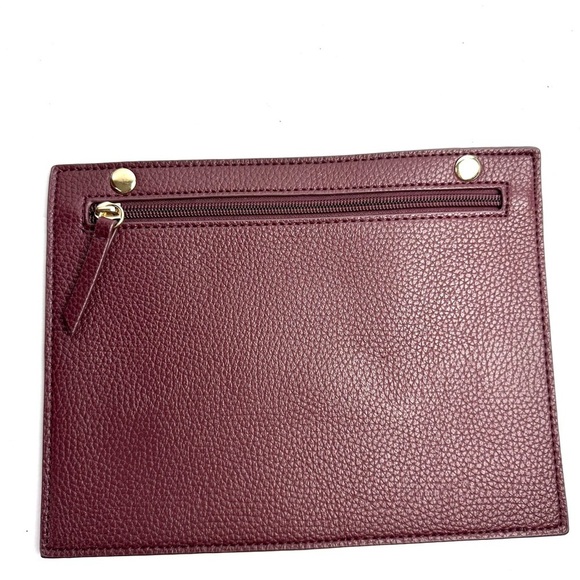 Rachel Zoe Tote Bag Burgundy Faux Leather Double Handle Handbag New - Picture 7 of 15